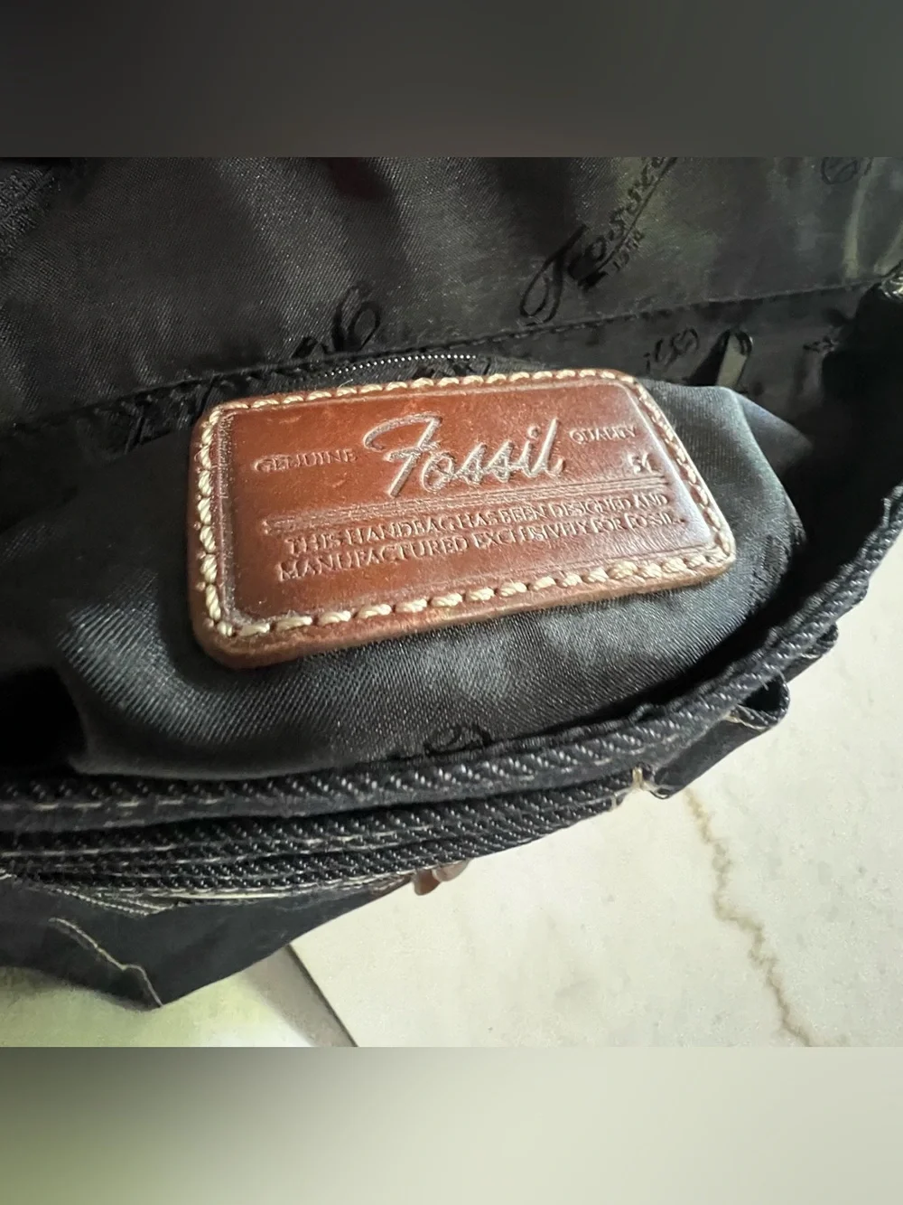 Fossil Dark Denim Large Crossbody Satchel Bag
